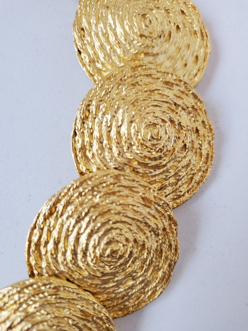 AFJ Signed Gold Tone, Vintage Necklace, Chunky Necklace, Large Gold Tone Necklace, Bib Necklace, Circular Necklace, Disc Gold Necklace image 5