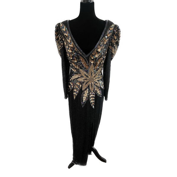 Vintage Sequins Formal Gown, , Sequin Dress, Vintage 90s Beaded Dress, Vintage Formal Wear, Vintage Evening Dress, Met Gala Inspired Gown