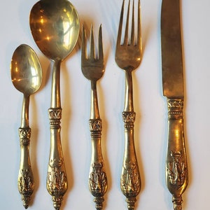 タイ製 ブロンズ カトラリーセット アンティーク ヴィンテージ 真鍮 Thai bronze cutlery set - Etsy 日本