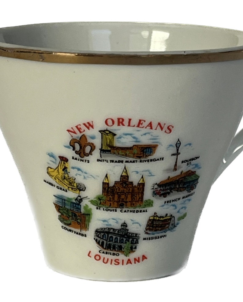 New Orleans Teacup and Saucer, Collectible Teacup and Saucer, Souvenir Teacup and Saucer, Ceramic Teacup and Saucer image 7