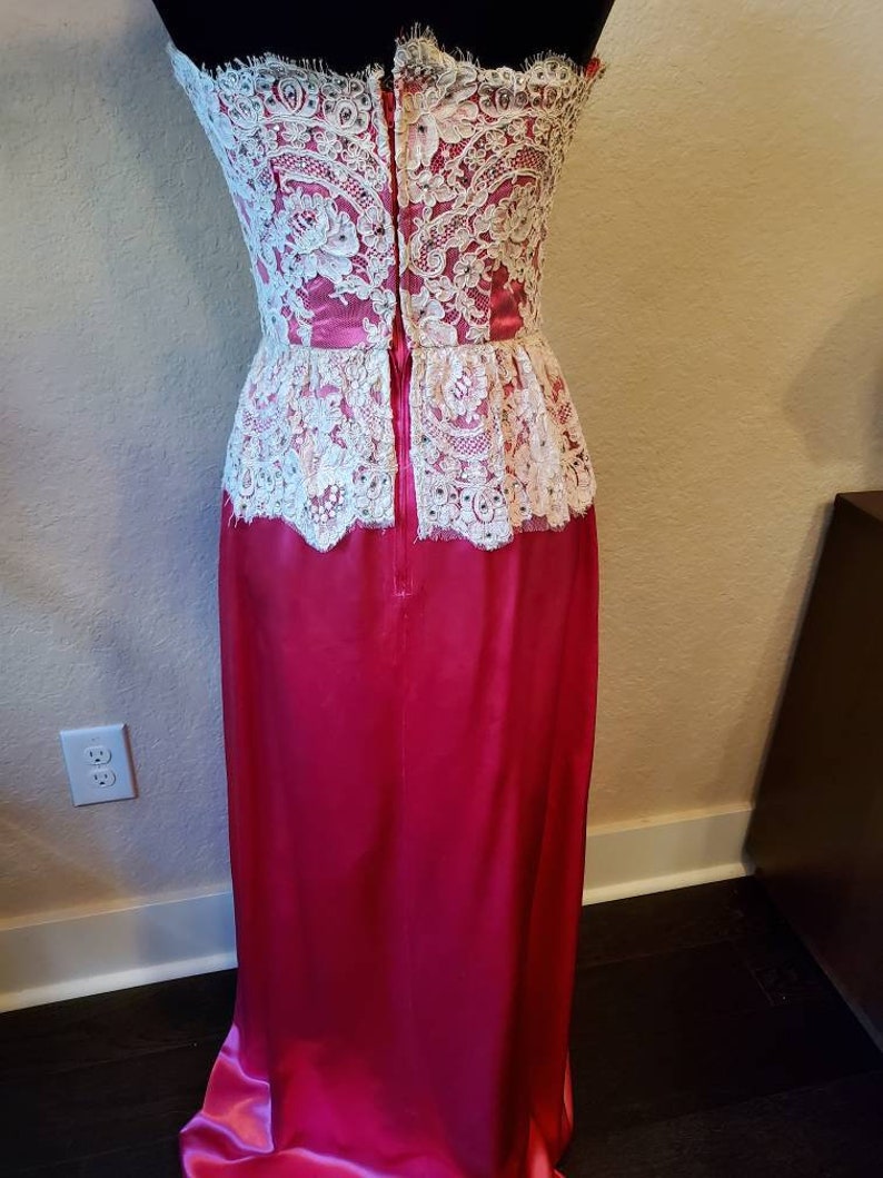 Vintage fuchsia and lace gown by Reynolds Designs Atlanta, 1980's image 6