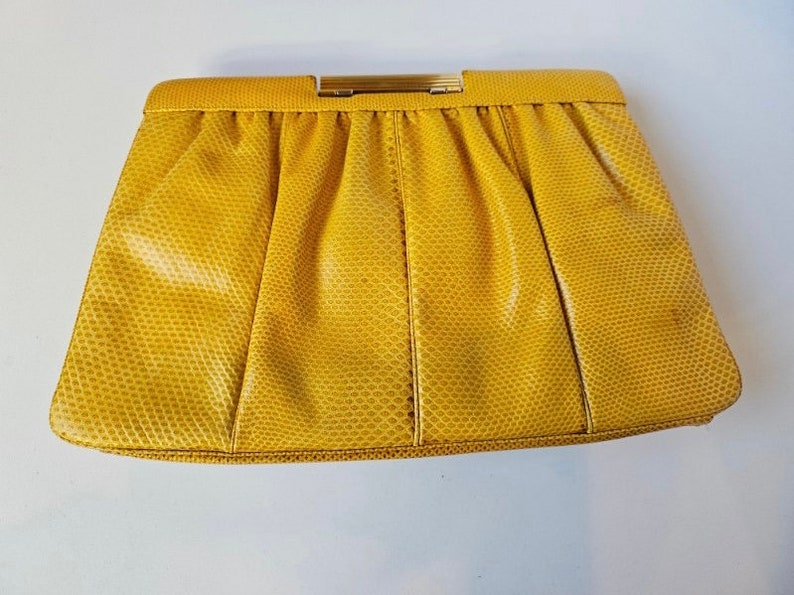 JUDITH LEIBER Designer Vintage Handbag, Yellow Snakeskin Purse, Judith Leiber Shoulder Purse, Designer Crossbody Purse, Classy Yellow Purse image 6