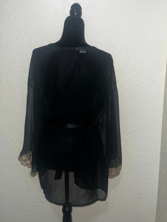 Black Vintage Sheer Robe, Black Robe, Black Lace … - image 6