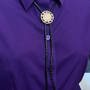 RARE BOLO Vintage 1899 Indian Head Penny Bolo Tie, Western Leather Cord & Brass Trim, Rustic Cowboy Rodeo Accessory, Handmade Americana Gift