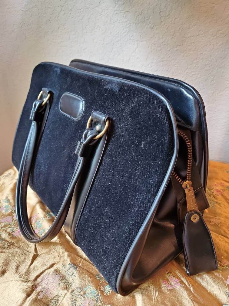 MR CHIPS Black Purse Vintage Handbag Retro Purse Top Handle Black Velvet Purse 60s Purse Retro Black Purse Etsy