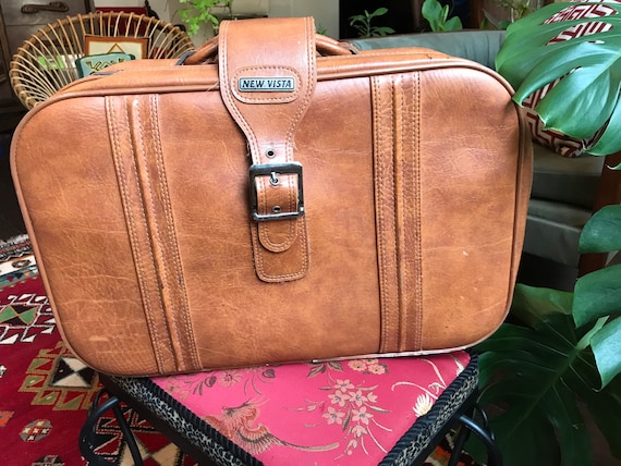 Brown vintage suitcase, Vegan Leather, 1970's