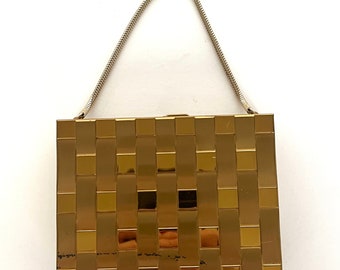 Estuche vintage para bolso, estuche de maquillaje dorado, estuche de lápiz labial, polvos y peine, estuche de los años 50, accesorios de mediados de siglo, maquillaje de mediados de siglo