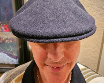 Kangol Schiebermütze Schwarz Schwarz Wolle Mütze, Känguru Schwarz Wolle Mütze, Schwarze Wollmütze, Retro Wollmütze, Unisex Mütze, Wintermütze