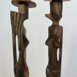 Vintage Wood Decor, Wood People, Handcarved Wood Decor, Wooden Sculptures, Hand Carved Statues, Abstract Decor, Abstract Art, Wood Statues