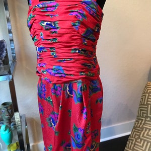 Red Floral Dress Vintage, Summer Dress, Maggy Boutique Dress, 80s Floral Dress, Garden Party Dress, Daytime Dress, Spring Vintage Dress