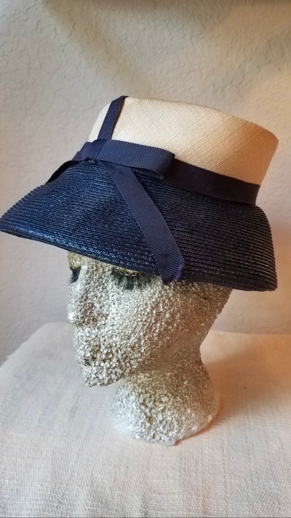 Bucket Hat vintage navy blue,1950's - image 6