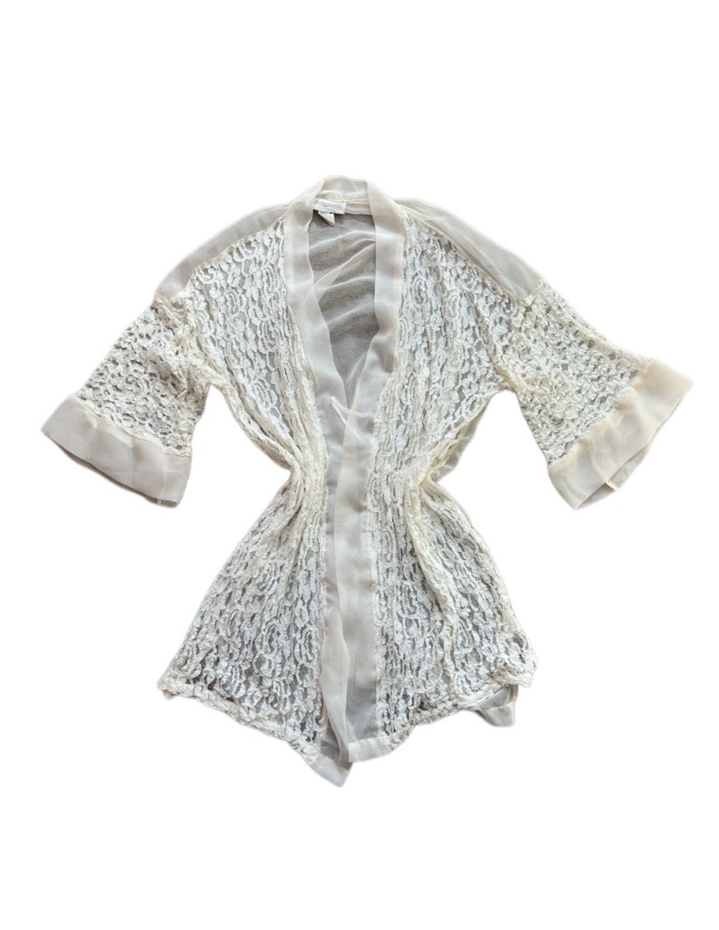 Vintage Lingerie, White Lace Robe, Vintage Robe, Lace Robe, Unisex Robe, Vintage Lingerie Robe, Loungewear, Sleepwear image 5