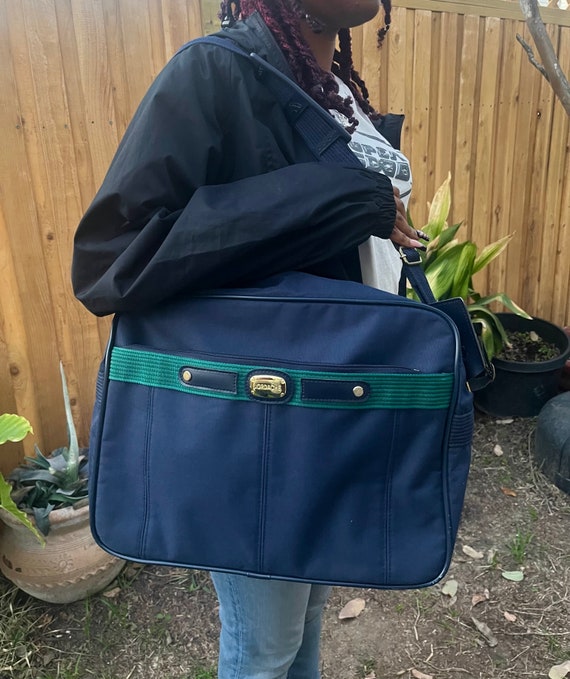 Jordache Tote, Vintage Travel Tote, Blue Travel To