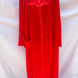 Red Maxi Dress, Cherry Red Lingerie, Vintage Lingerie, Nylon Robe, Vintage Red Dress, Lingerie, Red Robe