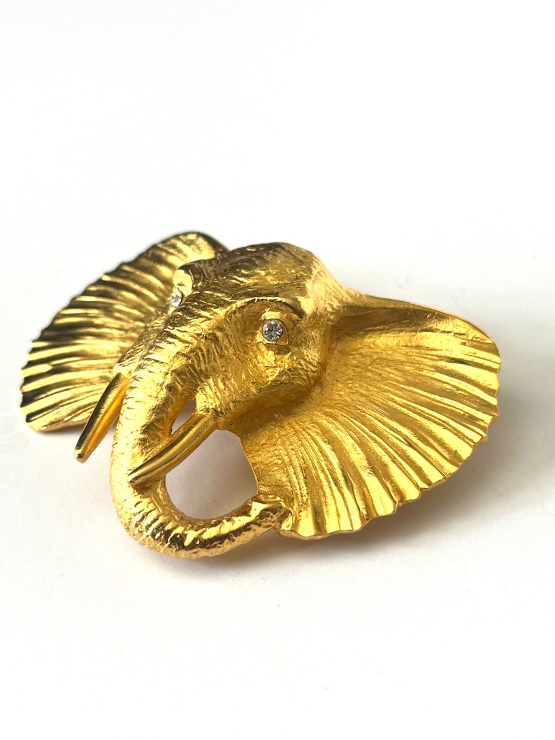 DOREEN RYAN Designer Elephant Brooch, Vintage Elephant Brooch, Golden Elephant Pin, Animal Brooch, image 3