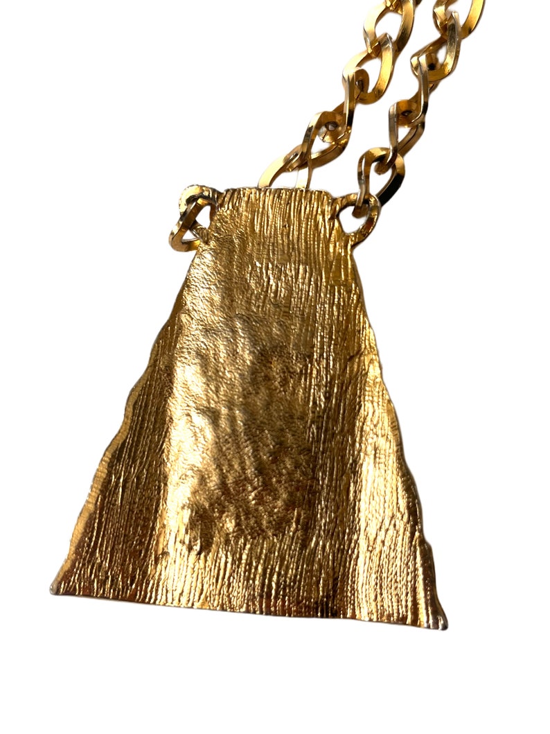 Vintage Gold Pyramid Nugget Necklace, Gold Pendant Necklace, Large Statement Necklace, Gold Chain Necklace, Vintage Gold Necklace image 6