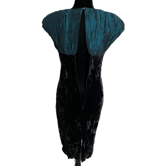 NICOLE MILLER Vintage Dress, Teal and Black Velve… - image 6