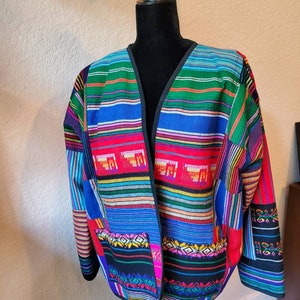 Multi color patchwork blazer handwoven image 1