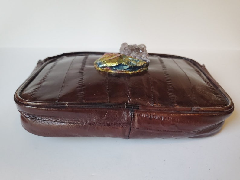 Designer vintage Eel skin bag with amethyst and quartz stones by Amanda Alarcon-Hunter for Minx and Onyx Vintage image 3