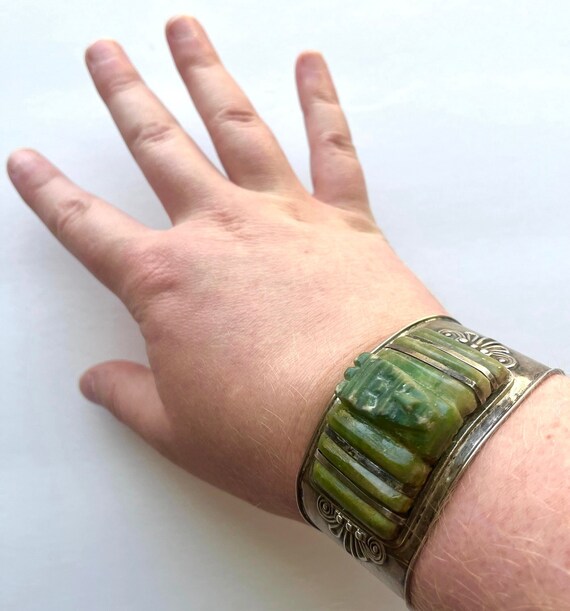 Sterling Silver Wide Cuff, Vintage Cuff, Cuff with Ca… - Gem