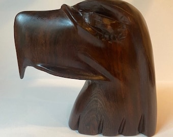 Wooden carved eagle head