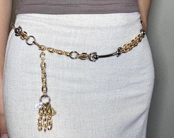 Vintage Morris Moskowitz Chain Belt, Two Tone Gold & Silver 