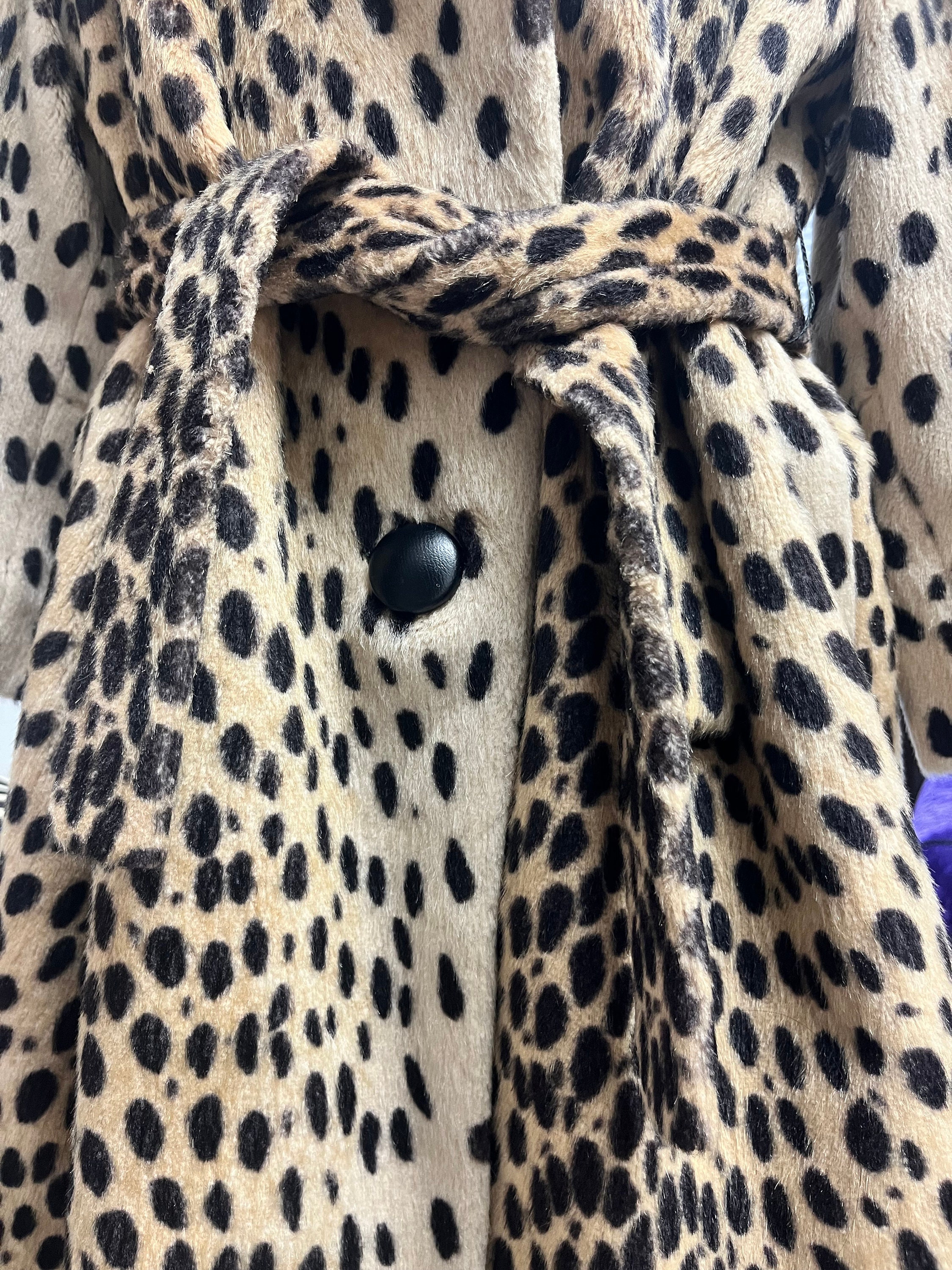 Vintage Leopard Fur Coat, Faux Fur Coat, Cheetah Print Coat