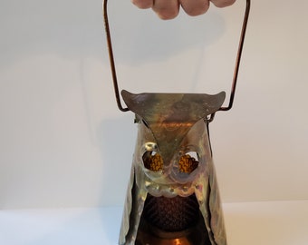 Vintage Owl Lantern, Vintage Lantern, Bird Lantern, Brass Owl Lantern, Retro Home Decor, Owl Lantern, Candle Lantern, 70s Home Decor