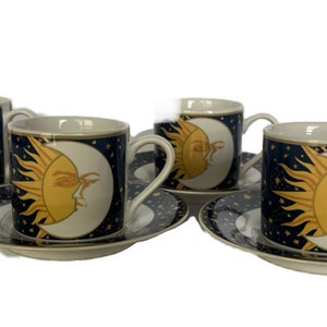 1993 VITROMASTER GALAXY Cups and Saucer, Sun and Moons Cups and Saucer, Sakura Inc Galaxy Set, Collectors Cup and Saucers, Zodiac Tea Set image 3
