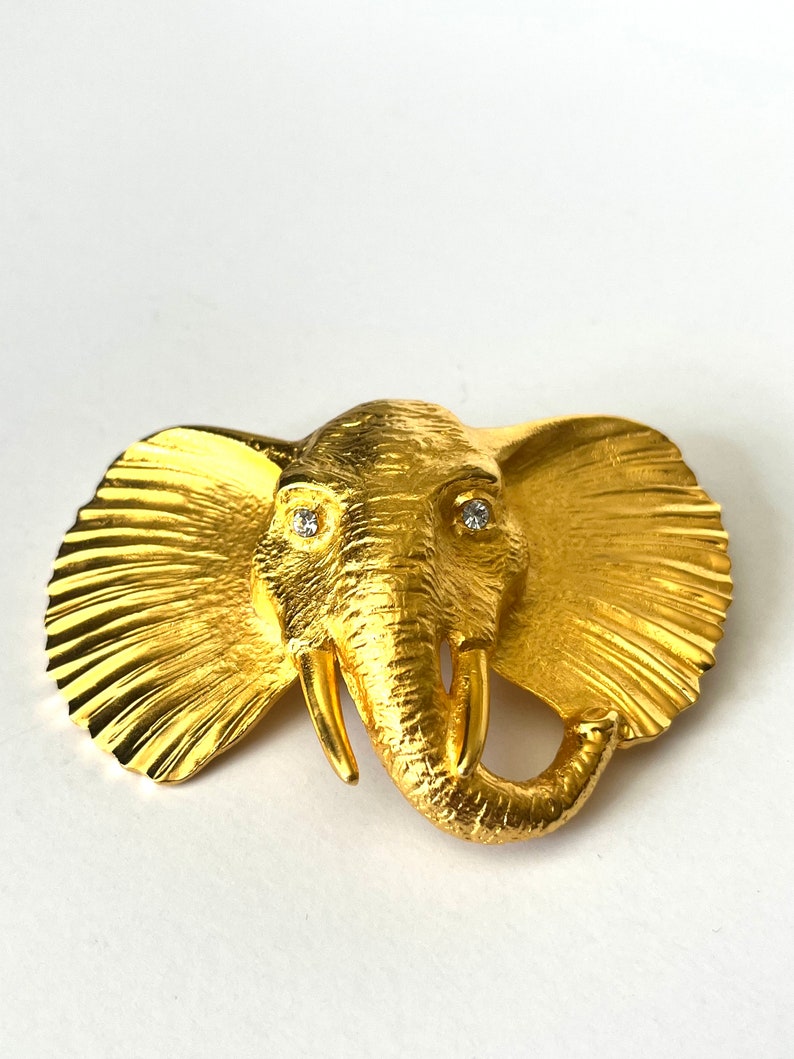 DOREEN RYAN Designer Elephant Brooch, Vintage Elephant Brooch, Golden Elephant Pin, Animal Brooch, image 1