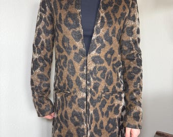 Vintage Chic Leopard Print Faux Fur Coat, XS, Animal Print Jacket