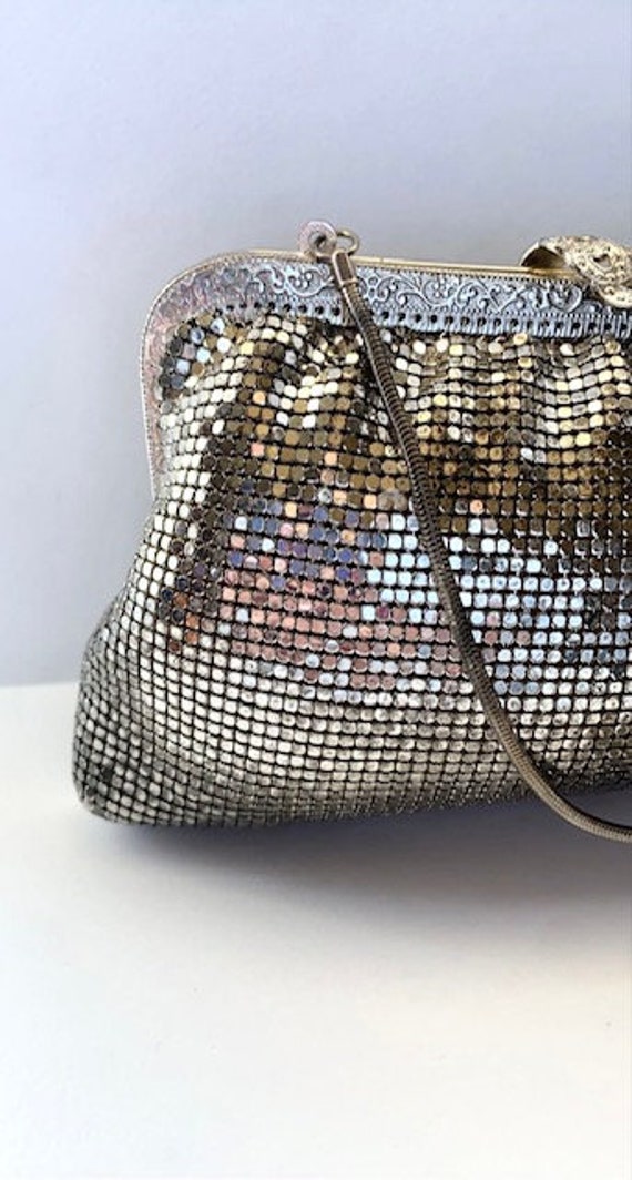 Vintage mesh purse, silver mesh, mesh purse, even… - image 6