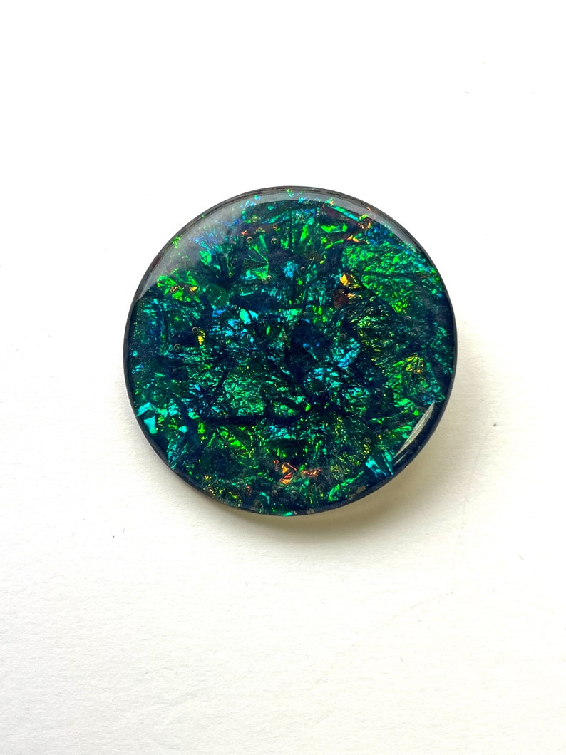 Vintage Resin Brooch, Green Resin Pin, Iridescent Pin, Vintage Green Pin, Blue and Green Pin, Resin Art, Unique Brooch, Art Brooch image 1