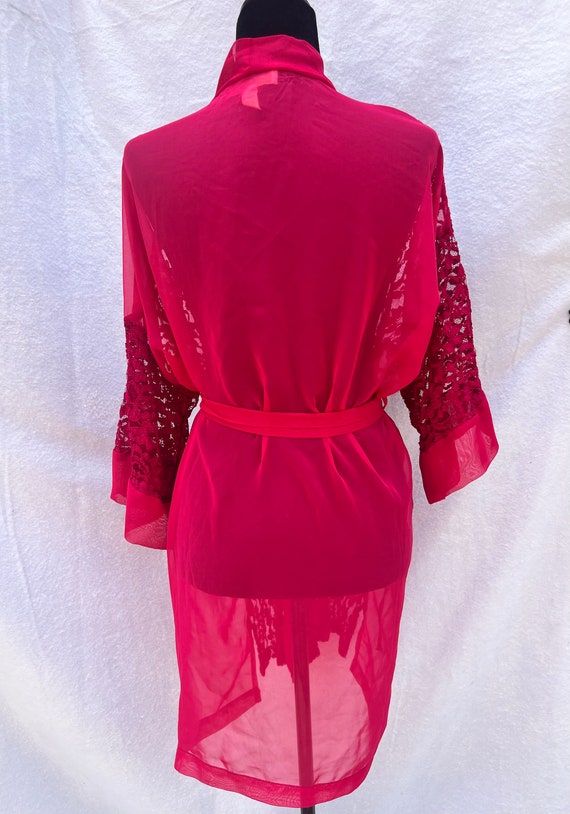 Hot Pink Robe, Vintage Robe, Lace Robe, Vintage L… - image 6