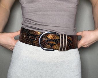 Vintage Streets Ahead Snake Embossed Leather Belt, Wide  display picture 2
