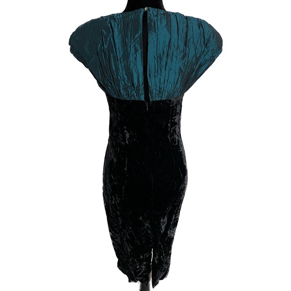 NICOLE MILLER Vintage Dress, Teal and Black Velve… - image 7