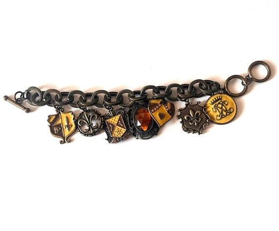 Coat of Arms Charm Bracelet, Vintage Charm Bracel… - image 1