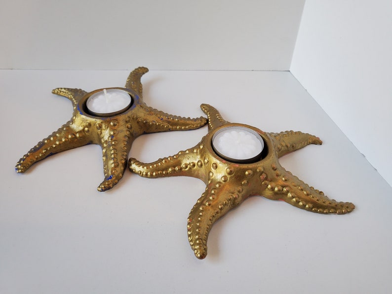 Starfish Candle Holder, Tealight Holders, Starfish Decor, Beach Decor, Starfish Tealight Holders, Gold Candle Holders, Gold Tealight Holders image 1