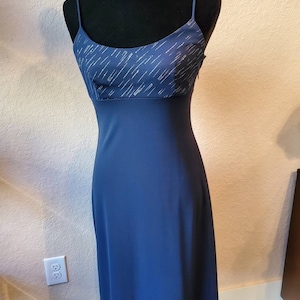 DE LARU Designer Navy Dress, Summer Dress, Spag Strap Dress, 90s dress, Sparkly dress, 90s Prom Dress, Short dress, Retro Summer Dress