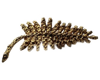 Vintage Golden Leaf Brooch, Golden Leaf Pin, Botanical Brooch, Vintage Pin, Fern Leaf Pin, Fern Leaf Brooch, Vintage Fern Brooch