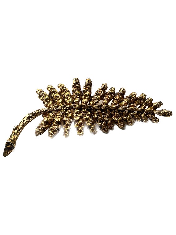 Vintage Golden Leaf Brooch, Golden Leaf Pin, Botan
