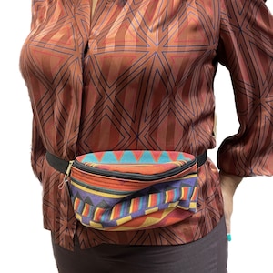 Vintage Fanny Pack, Southwestern Print Fanny Pack, Vintage Cross Body Bag, Bag Made By Fabriko, USA Made Fanny Pack, Canvas Fanny Pack