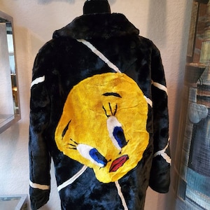 Vintage faux fur tweety bird coat image 1