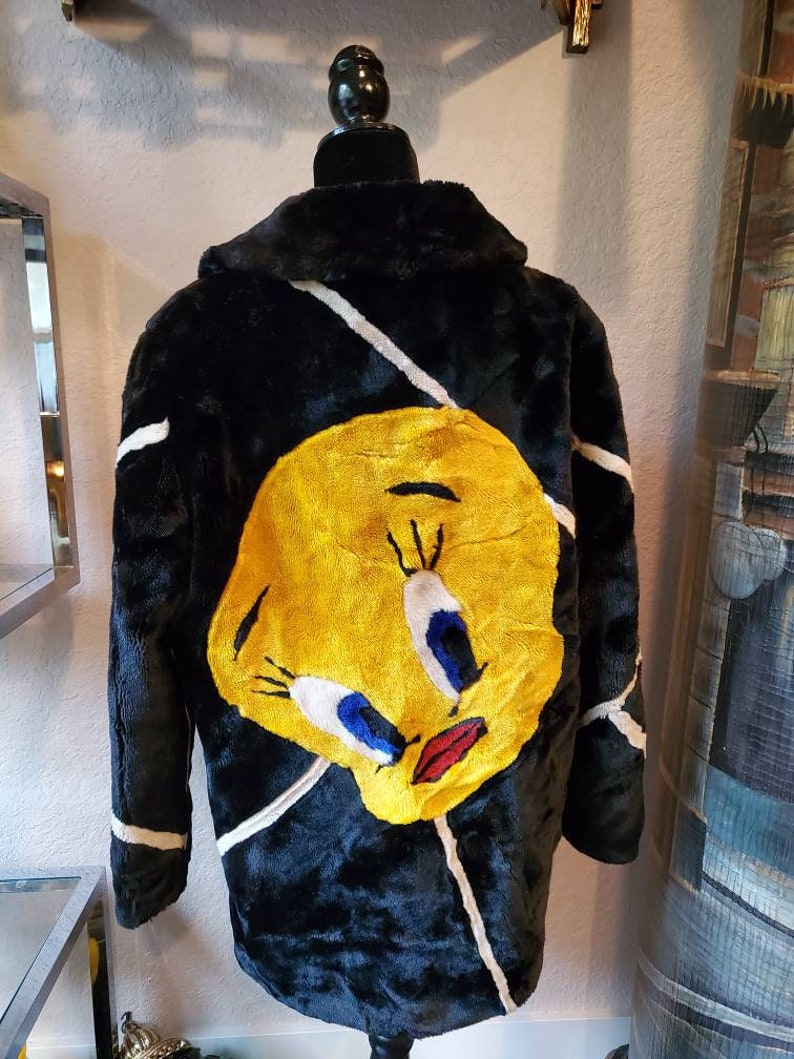 Vintage faux fur tweety bird coat image 1