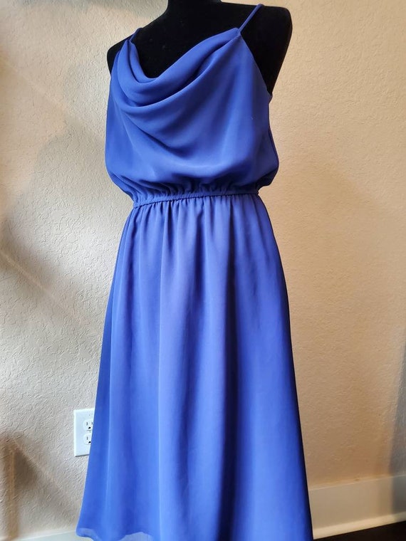 Vintage blue Ferrali dress by Phillipe Judor, 197… - image 6