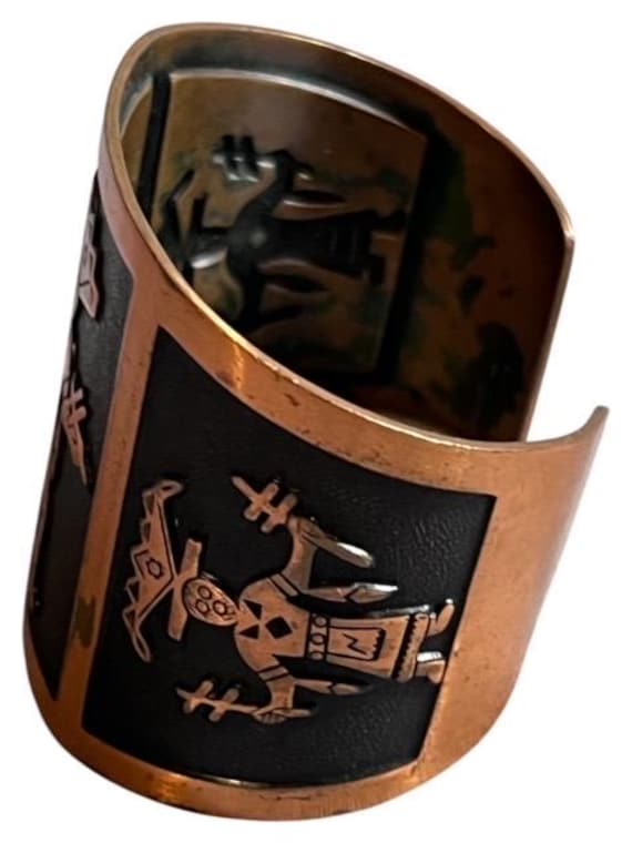 Vintage Solid Copper Native Cuff, Wide Copper Cuf… - image 5