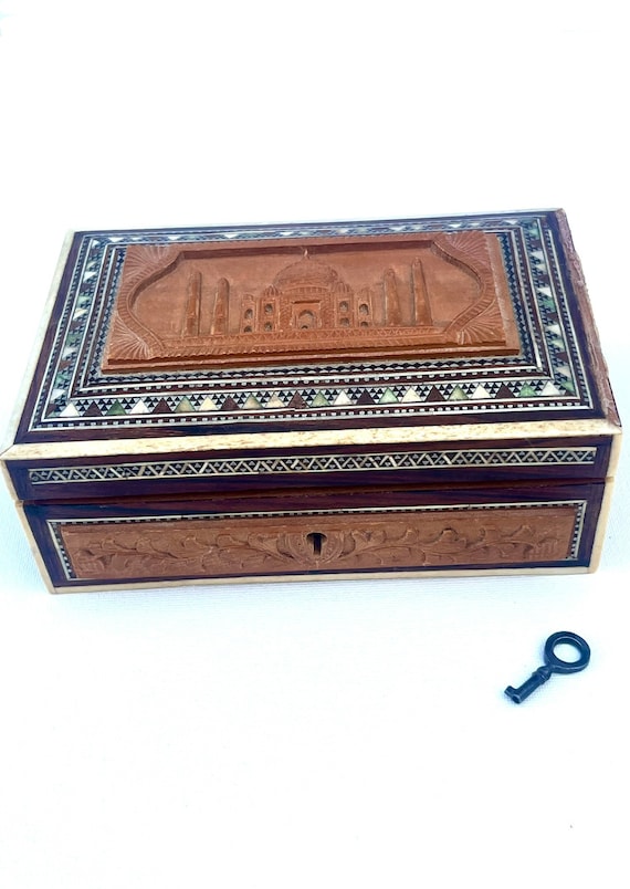 Vintage Jewelry Box, Wooden Jewelry Box, Indian Bo