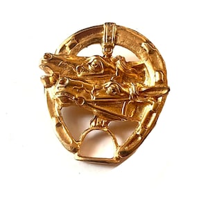 JBW Genau das Richtige Brosche, Designer Brosche, Vintage Pferde Brosche, Reiter Brosche, Vintage Anstecknadel, goldfarben Anstecknadel, Western Wear Anstecknadel