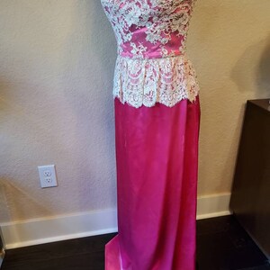 Vintage fuchsia and lace gown by Reynolds Designs Atlanta, 1980's image 2