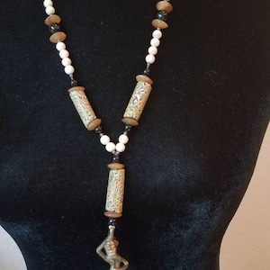 African Akan Ashanti Necklace, Vintage African Necklace, Brass Pendant Necklace, Vintage Jewelry, Vintage Akan Ashanti Necklace